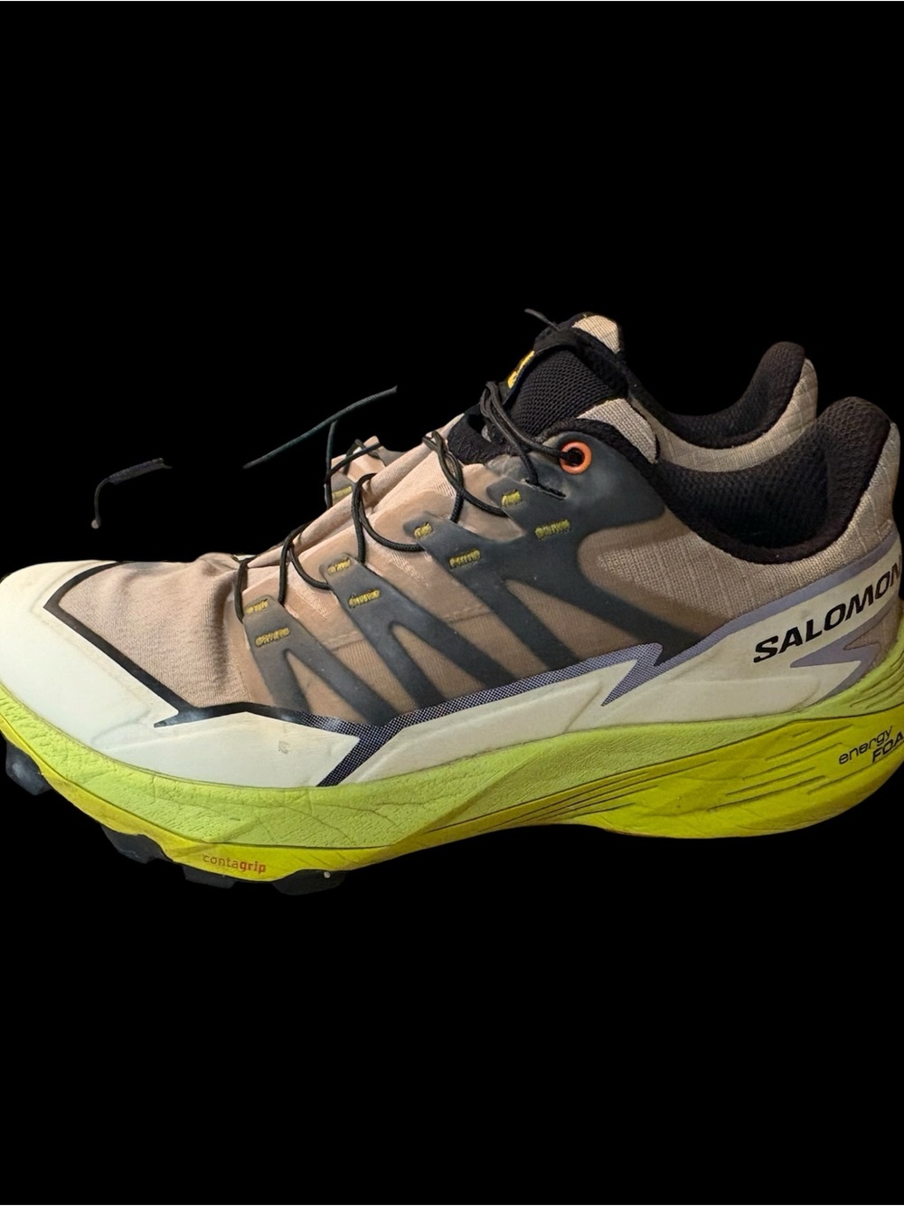 Salomon Trail Runner Thundercross in Beige and Neon Yellow